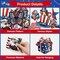 36 Pcs 4th of July Wooden Ornaments,Memorial Day Red White Blue Christmas Tree Decorations American Flag Bald Eagle Star Badge Hanging Ornaments for Independence Day Party